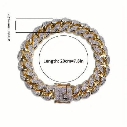 Iced Out Hip Hop Zircon Cuban Chain Bracelet for Men