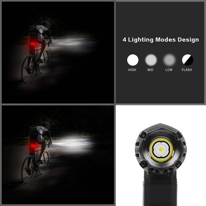 iMounTEK Bike Front Flashlight IPX4 Water-Resistant with Tail Warning/Safety LED Lamp