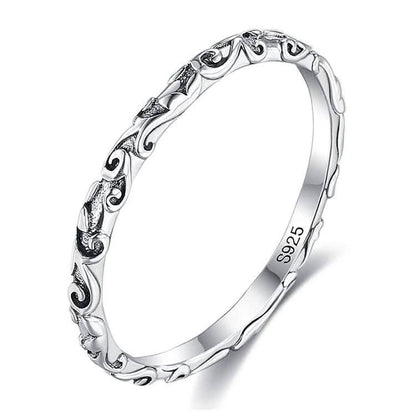 INALIS 925 Sterling Silver Ring for Women and Men Engraved Pattern Anniversary Rings