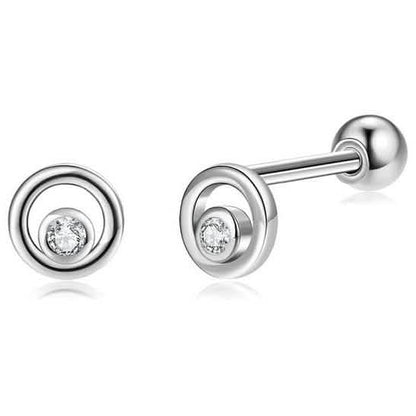 INALIS Fine Silver Stud Earrings Full Clear Cubic Zirconia Star Small Earring