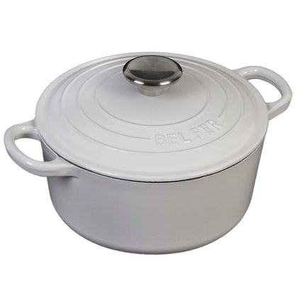 Inspired Home 5-Piece Enameled Cast Iron Cookware Set - Pure White