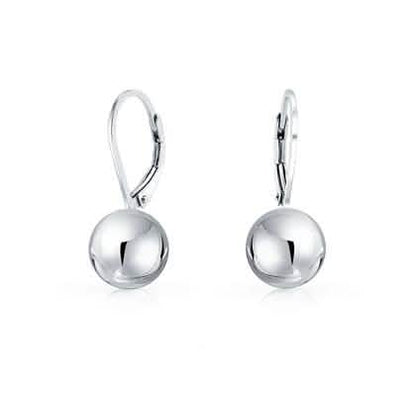 Italian Sterling Silver Leverback Ball Earrings