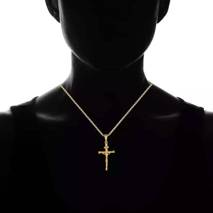Jesus Crucifix Cross Gold Plated Pendant Necklace