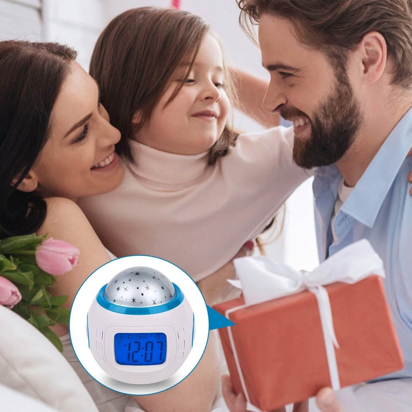 Kids Music Star Sky LED Projection Lamp Digital Alarm Clock