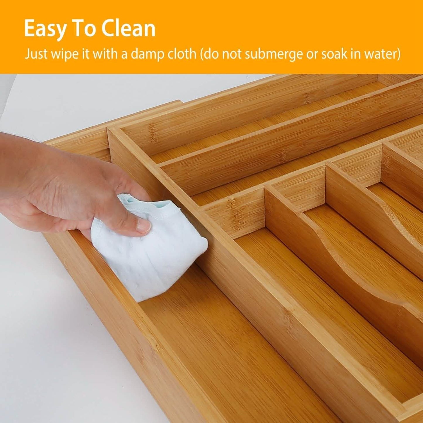 Kitchen Bamboo Expandable Cutlery Utensil Drawer Organizer