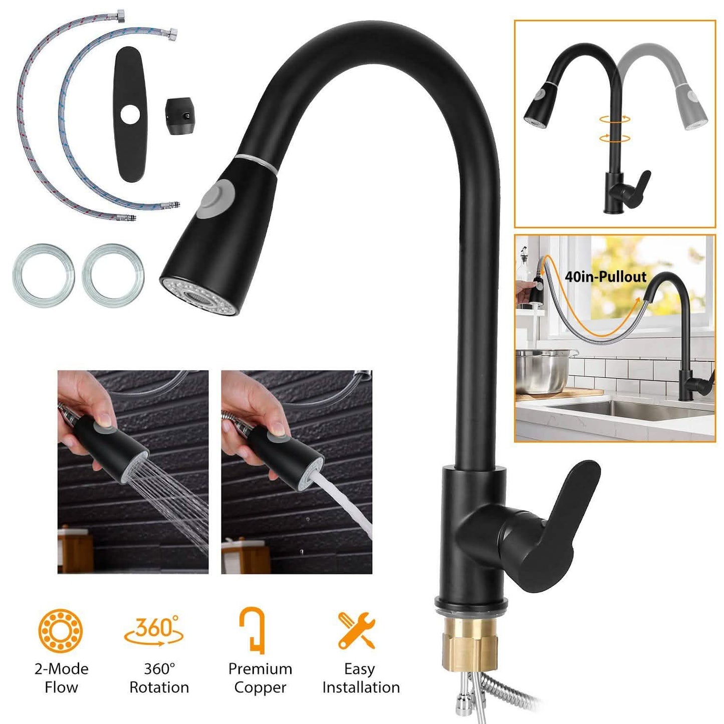 Kitchen Faucet Single Handle with Hot and Cold Control