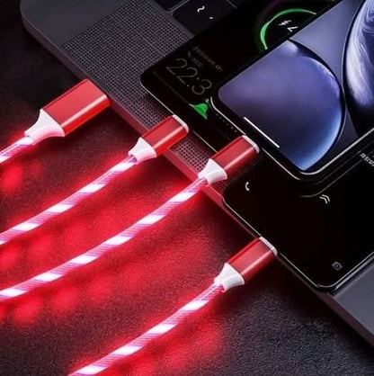 LED Light USB Charger Cable 3-in-1 Fast Charging