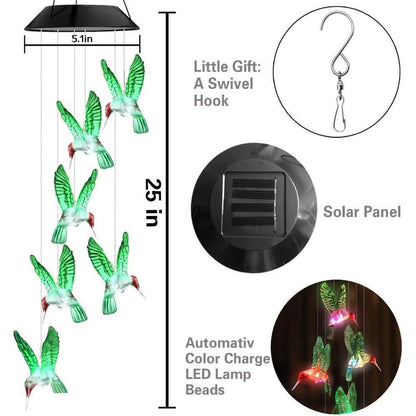 LED Solar String Lights Hummingbird Wind Chime