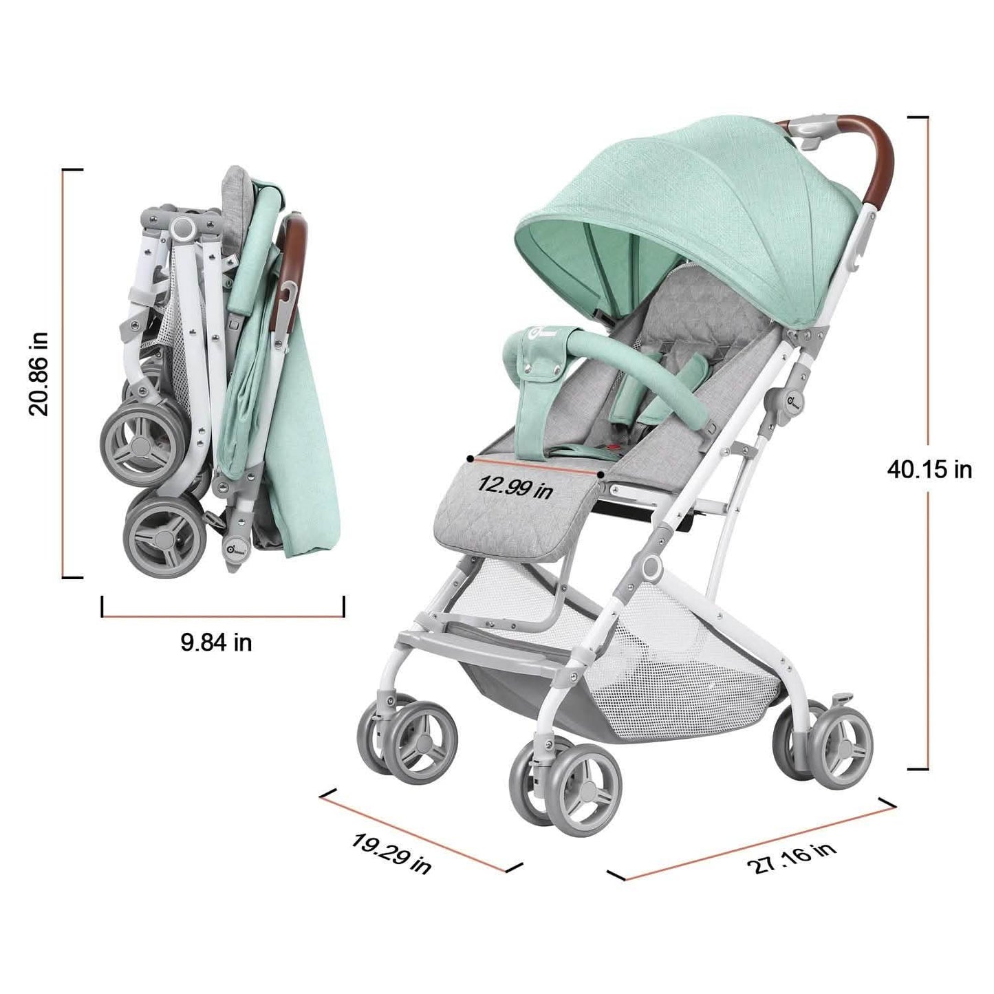 Light Blue Baby Infant Foldable Umbrella Stroller Lightweight Travel Carriage Pushchair