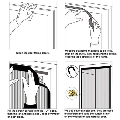 Magnetic Screen Door Hands-free Fly Mesh Door Curtain