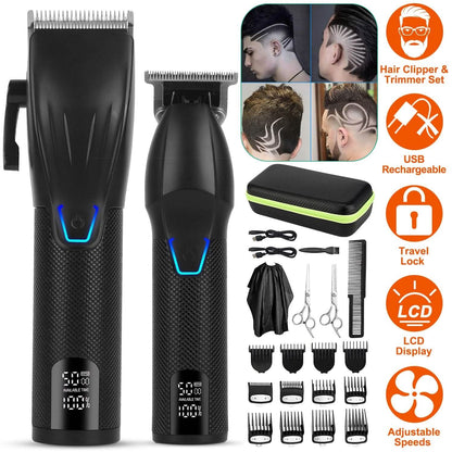 Men Electric Barber Clipper Hair Cutting Combo Set T Outliner Shaver Trimmers