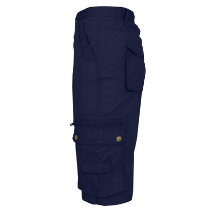 Men's Extended Size Cotton Cargo Utility Belted Shorts