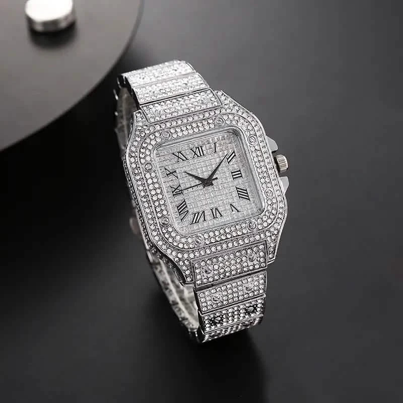 Men's Fashion Elegant High-End Analog Zinc Alloy Watch with Rhinestones