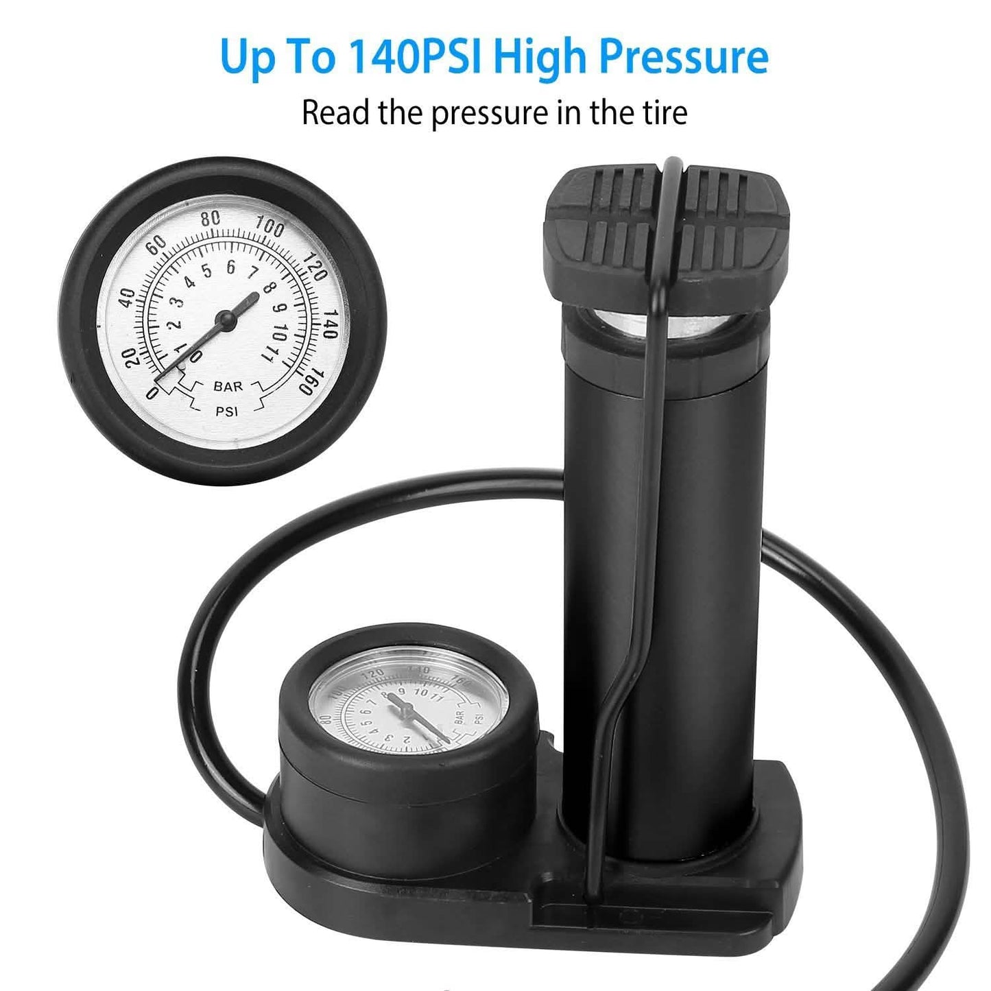 Mini Bike Foot Pump Portable Bicycle Tire Inflator