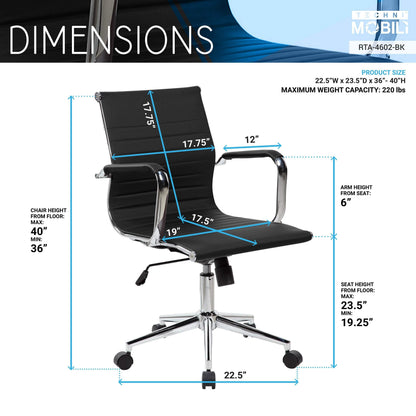 Modern Medium Back Executive Office Chair - Black