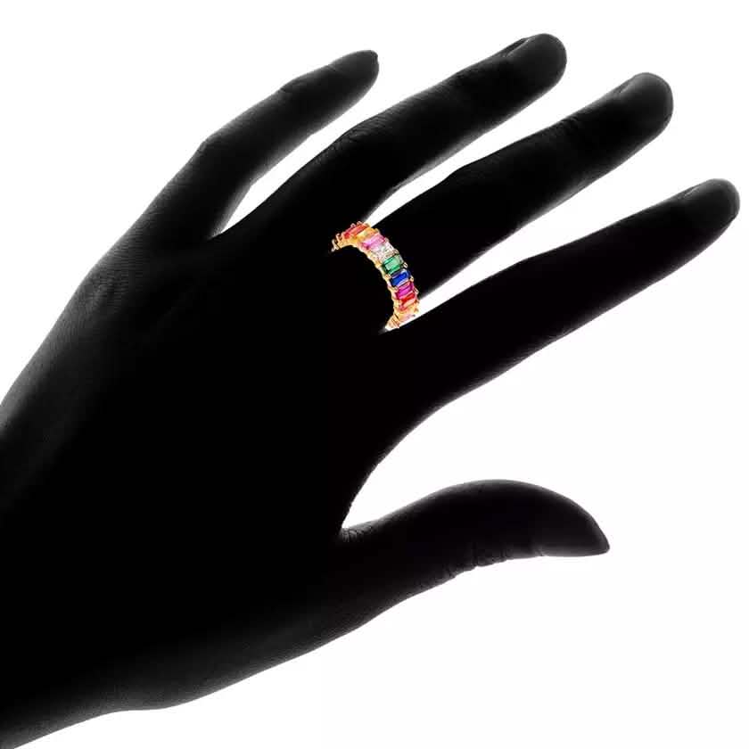 Multi-Color Eternity Ring Made with Swarovski Crystals