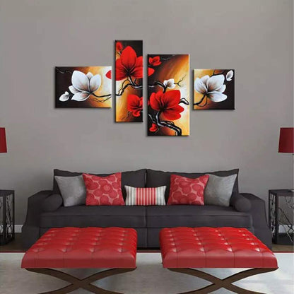 Multi-Panel Modern Abstract Paintings on Canvas Stretched on Wood