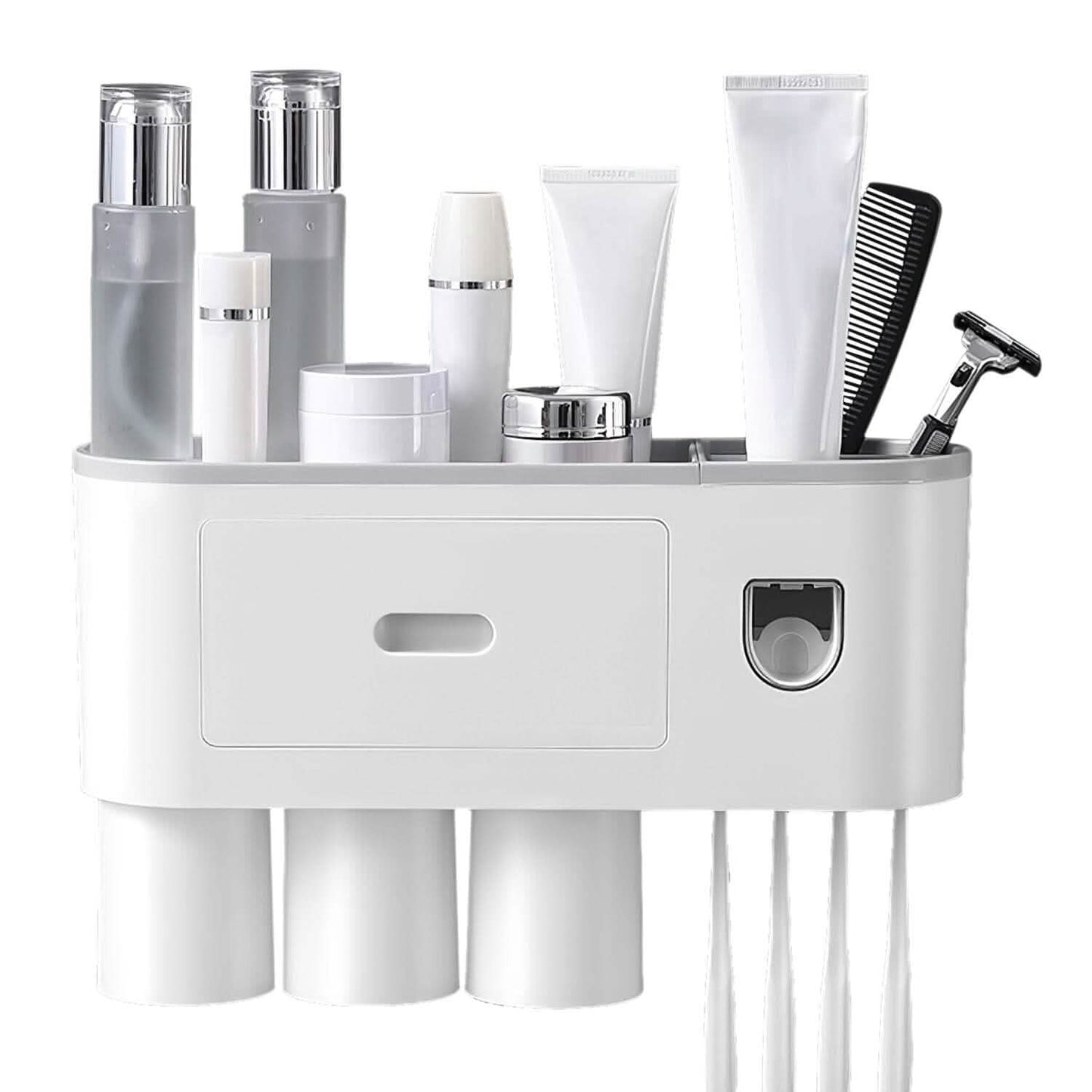 Multifunctional Wall Mount Toothbrush Holder Rack Organizer