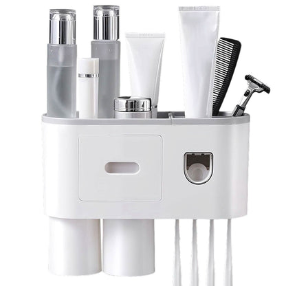 Multifunctional Wall Mount Toothbrush Holder Rack Organizer