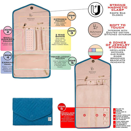 MyAmore' Jewelry Roll Travel Case