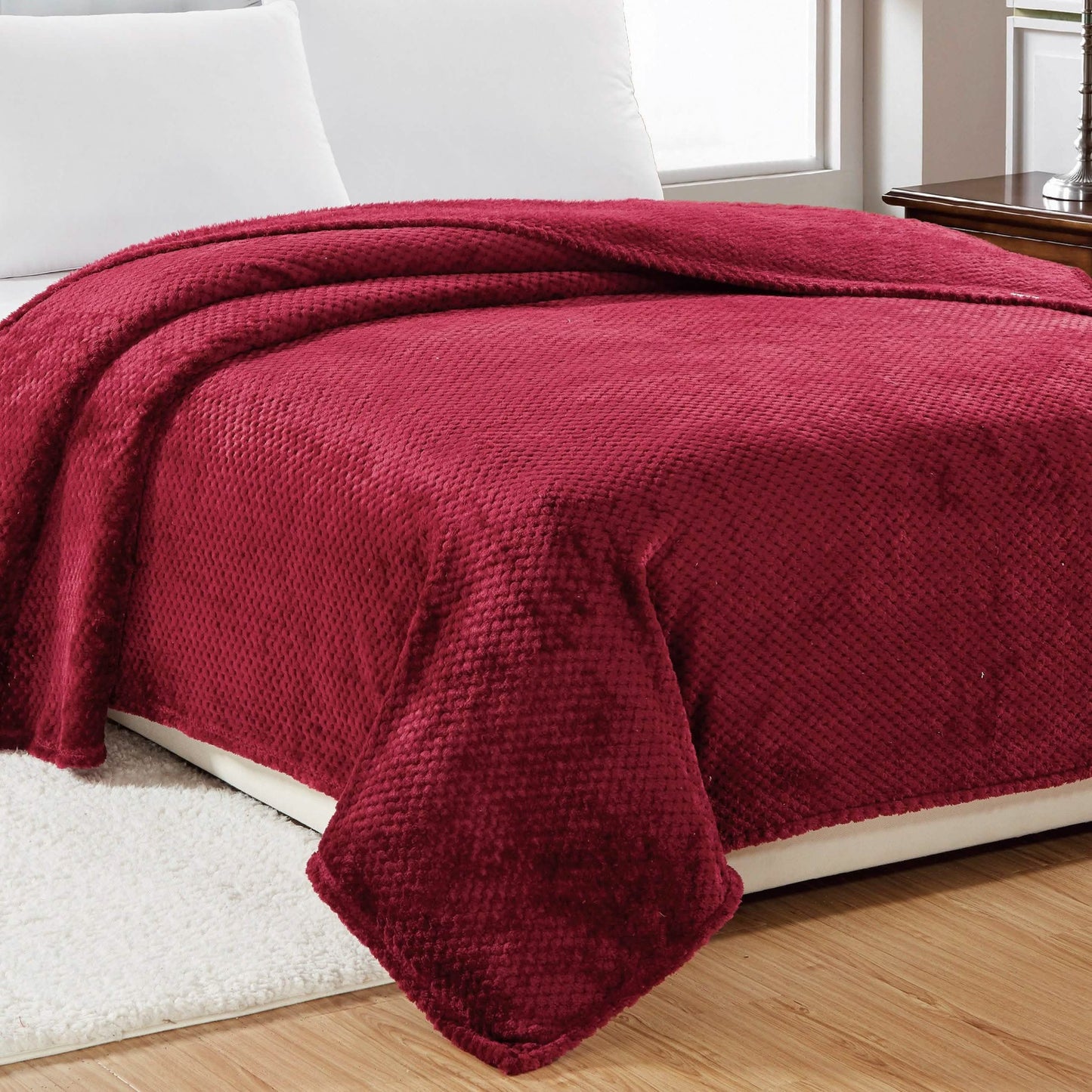 Noble House Solid Color Popcorn Microfiber Blanket