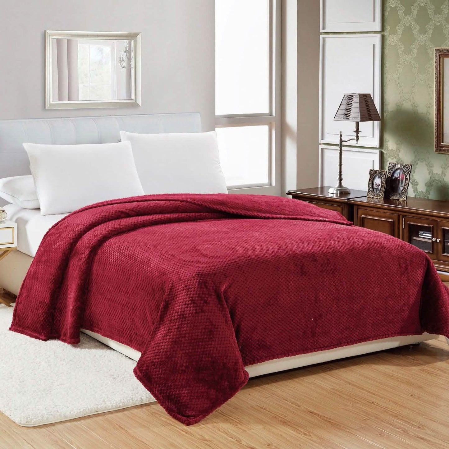 Noble House Solid Color Popcorn Microfiber Blanket