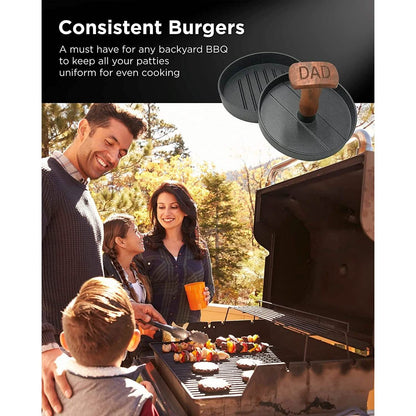Non-Stick Aluminum Hamburger Press Patty Maker BBQ Burger Mold “Dad Grill Boss”