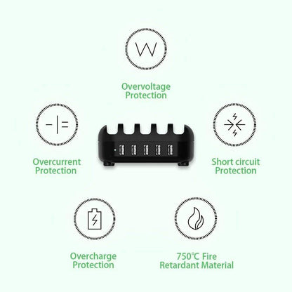NTONPOWER Smartphone Charging Station 5 USB Ports Dock & Organizer