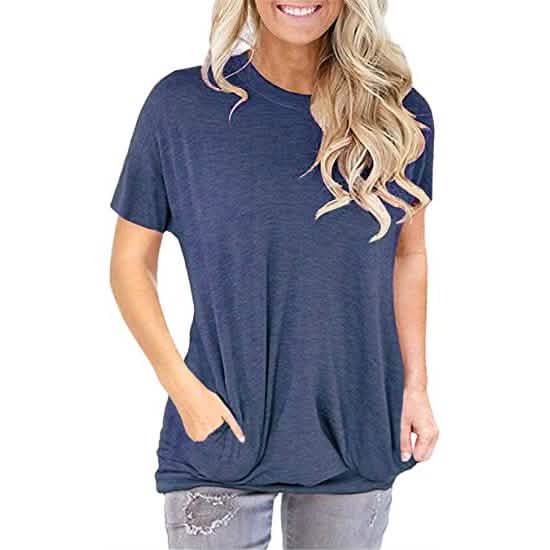 Women Casual Loose Fit Shirt Tunic Top Baggy Comfy Blouse with Pocket