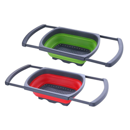 Over-The-Sink Collapsible Colander With Extendable Handles
