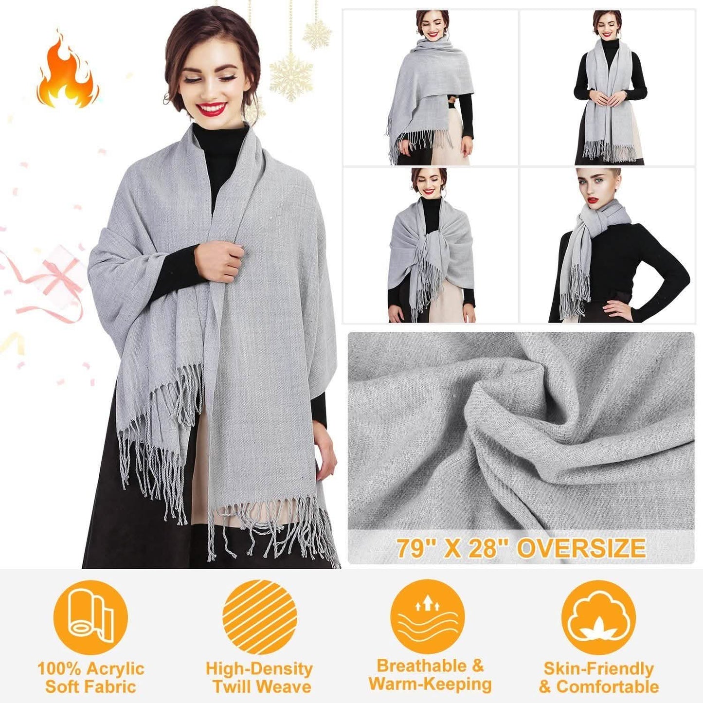 Oversize Cashmere Wool Shawl Wrap Blanket