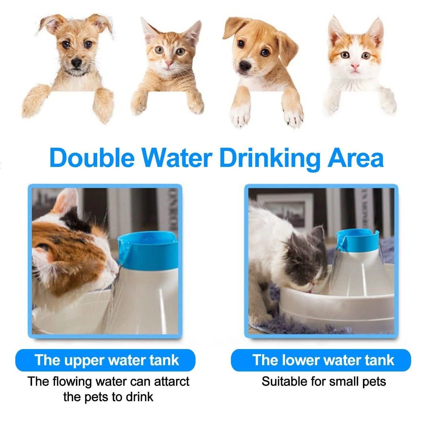 Ownpets® Pets Drinking Fountain Active Oxygen Cycle Two Drinking Area 3L
