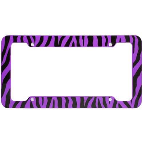 OxGord Plastic License Plate Frame with Zebra/Tiger Stripes