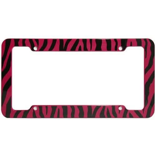 OxGord Plastic License Plate Frame with Zebra/Tiger Stripes