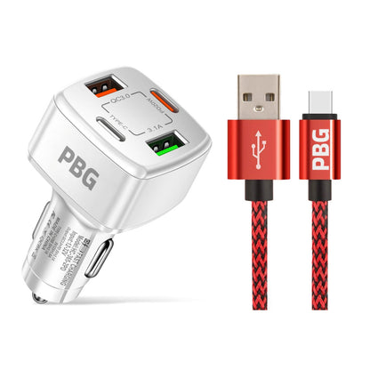 PBG 4 Port PD/USB Car Charger and 10Ft. Zebra Style Lightning Cable Bundle
