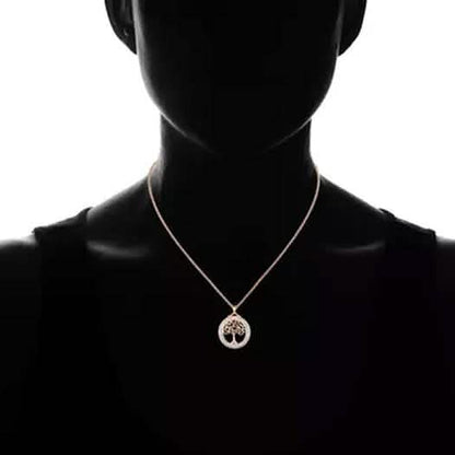 Peermont Tree of Life Necklace in White Fire Opal and Rose Gold Plating