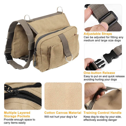 Pet Dog Backpack Hound Hiking Camping Saddle Bag