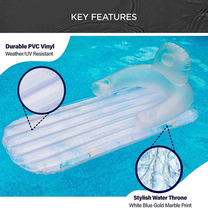 Pool Float for Adults Inflatable Lounge Chair Recliner for Swimming/Tanning