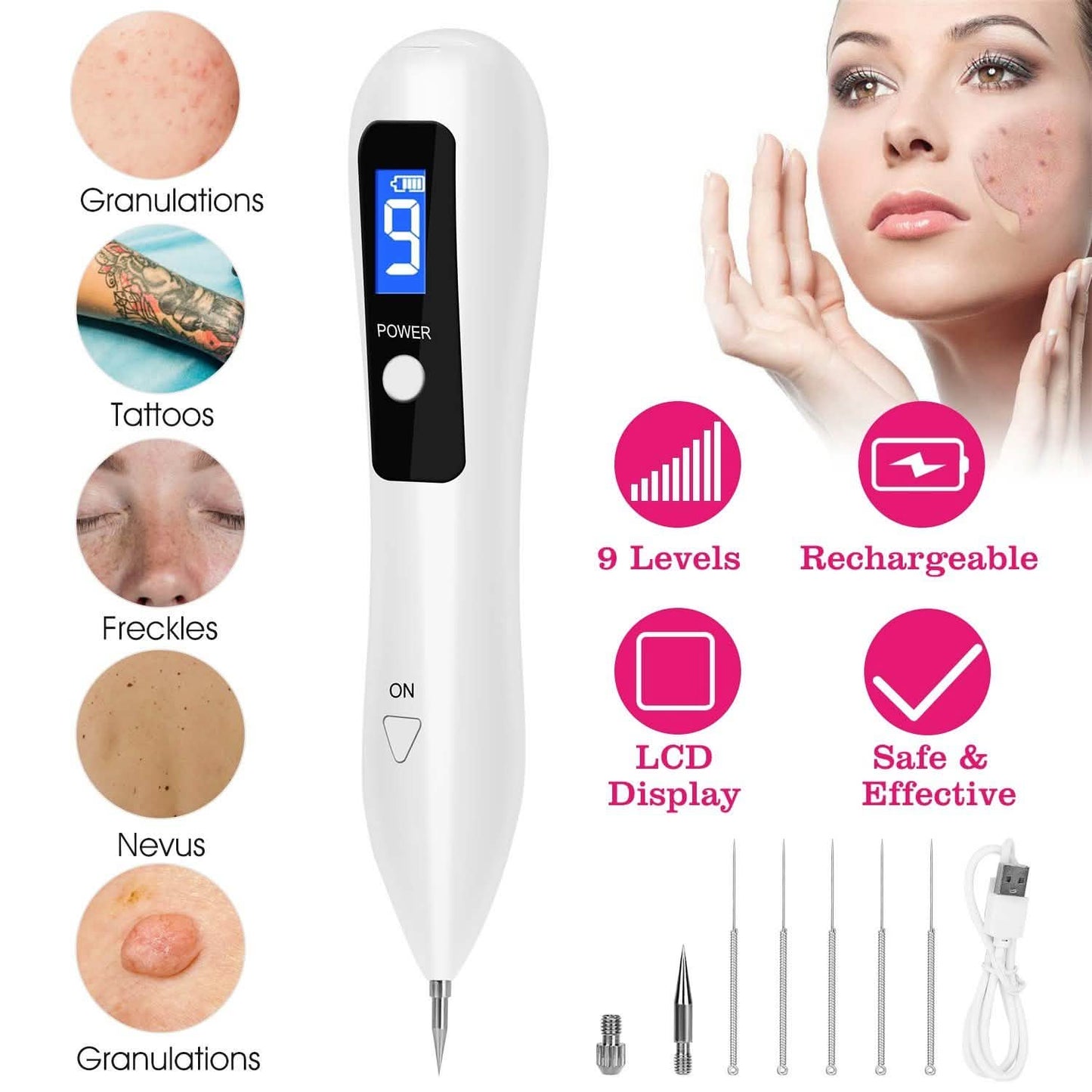 Portable Skin Tag Repair Kit with 6 Replaceable Needles