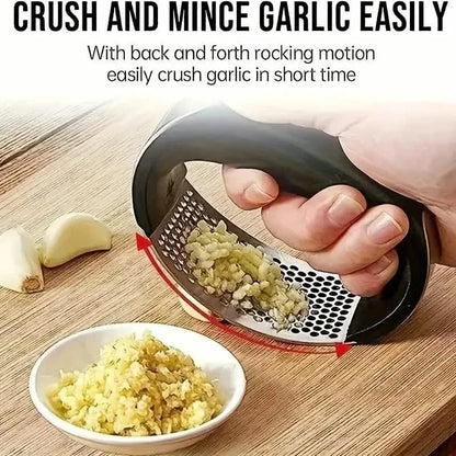 Premium Stainless Steel Garlic Rocker Press - Compact, Durable, and Rust-Resistant Kitchen Gadget
