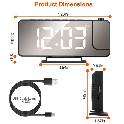 Projection Alarm Clock LED Digital Alarm Clock with Dual Alarms Snooze