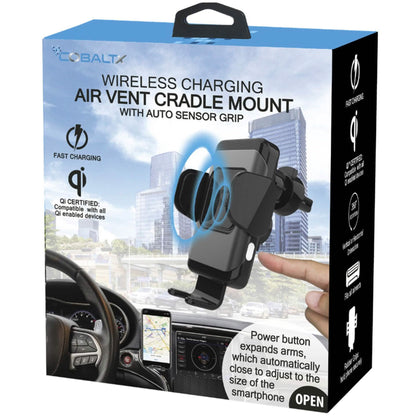 QI Certified Wireless Charging Air Vent Cradle Mount 10W with Auto Sensor Grips