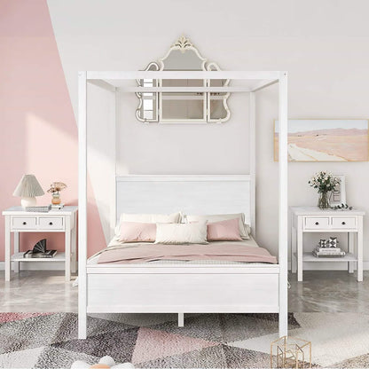 Queen Size Canopy Bed with 2 Nightstands