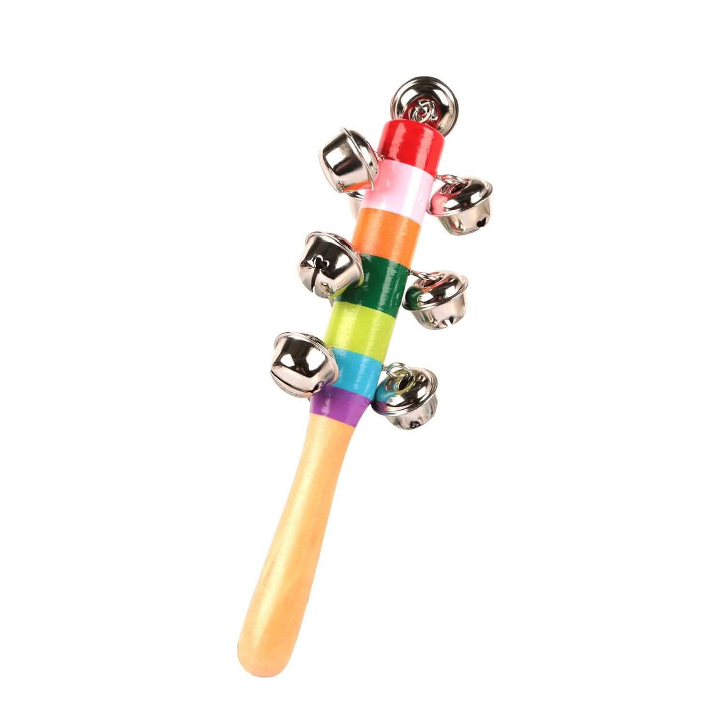 Rainbow Color Wooden Handbell Pram Rattle