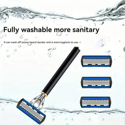 Replacement Razor Blades Safety Shaver Set with Anti-Slip Metal Handle with 1 Razor + 36 Blades