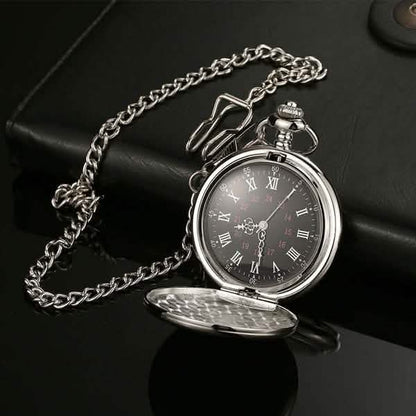 Retro Smooth Men Pocket Watch with Chain