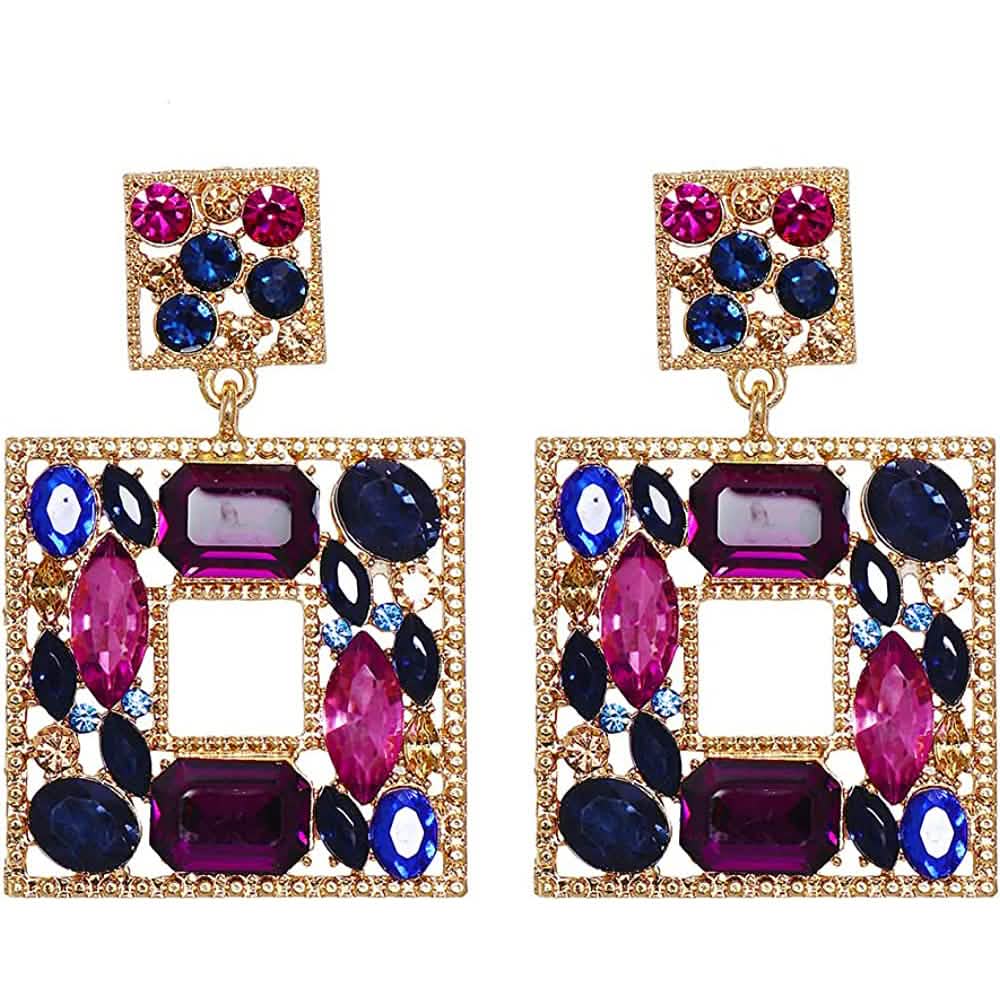 Rhinestone Square Drop Earrings