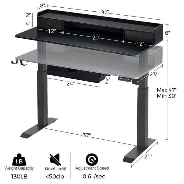 Rolanstar Single Motor Free Standing Electric Height Adjustable Desk