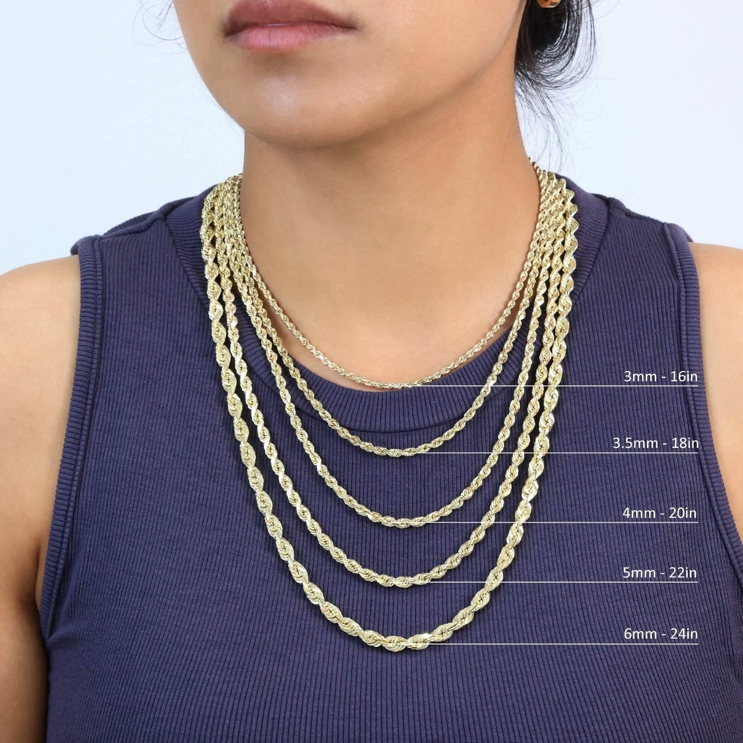 Rope Chain in Yellow Gold - 10mm