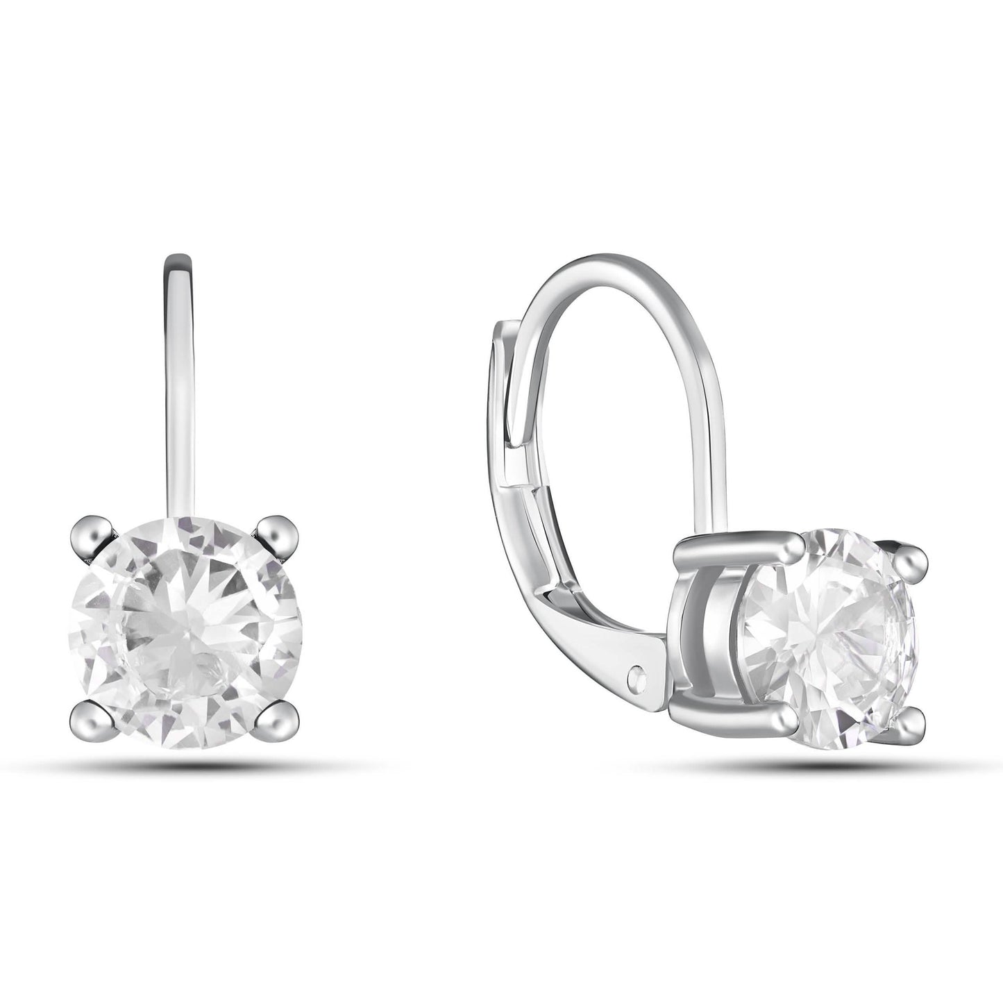 Round Cut Gemstone Leverback Earrings